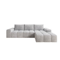 ECKSOFA Cento, L-Form, Ottomane Rechts, Cordstoff, 285x56x180 cm, Grau - Grau, Holz (250/180cm) - PROMETO Möbel