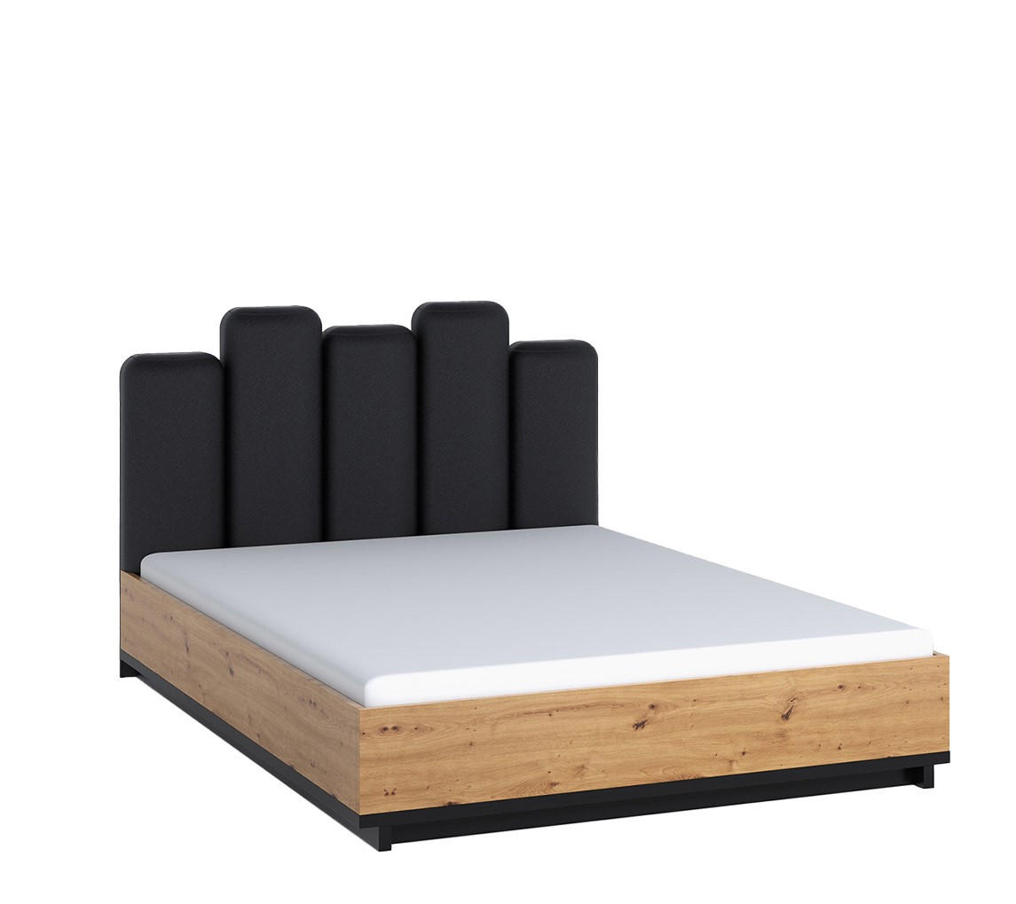 Ravio Doppelbett Eiche Artisan, Schwarz 160x200 cm