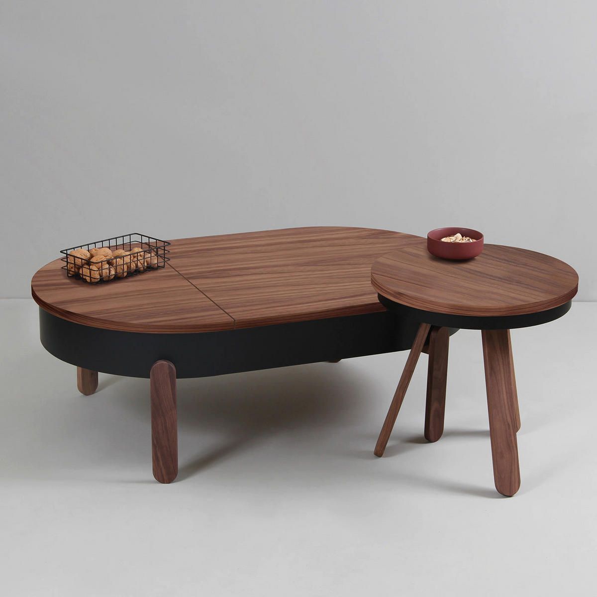 COUCHTISCH Batea L - Walnussfarben/Schwarz, Holz (60/100/35cm) - Woodendot