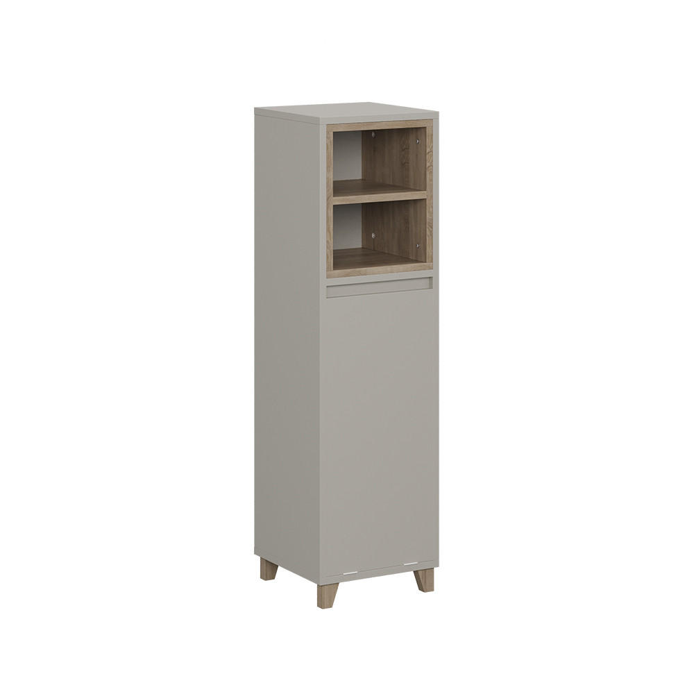 MIDISCHRANK Elnor Greige/Eiche 30 x 105.2 cm mit ausklappbarem Wäschebehälter - Greige/Eichefarben, Holzwerkstoff (30/105.2/30cm) - Vicco