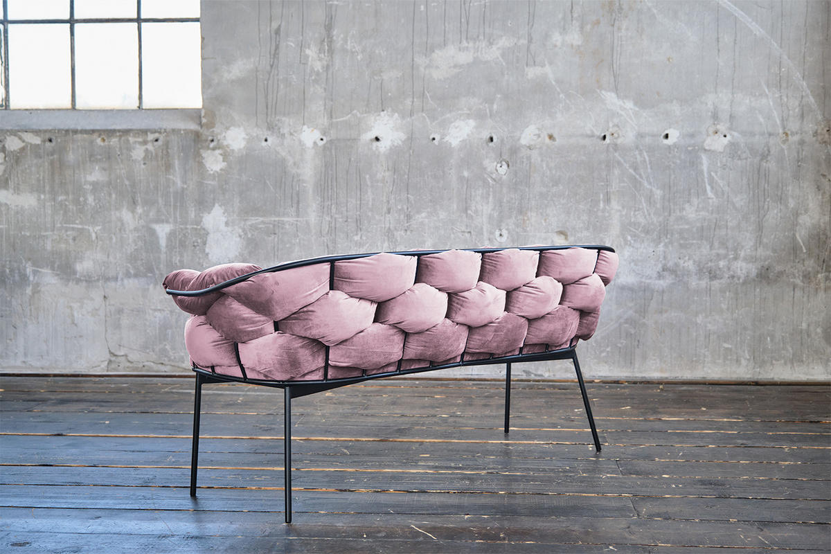 SITZBANK MONTY Pink Velvet - Pink, Textil (240/78/62cm) - KAWOLA