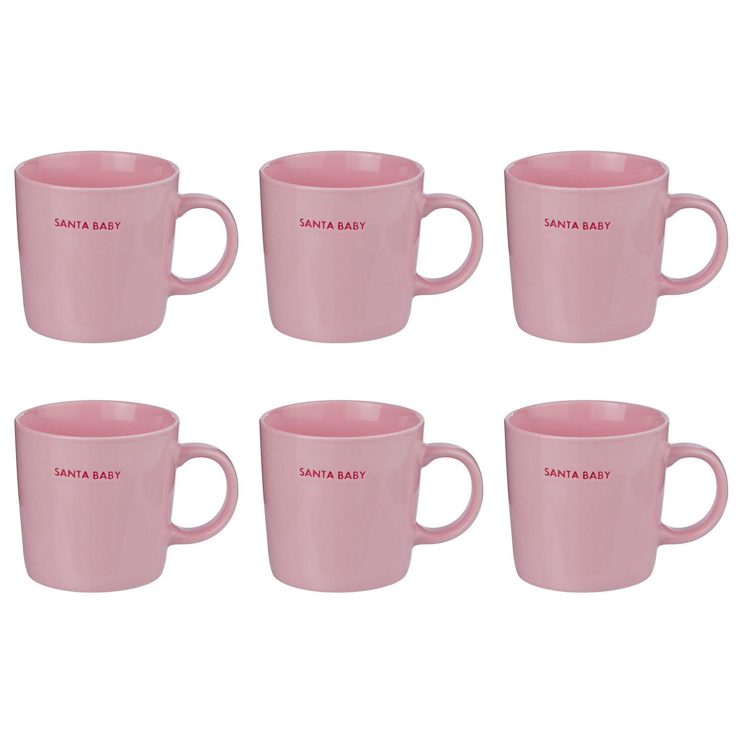 TASSEN 6er-Set Good Vibes Santa 400 ml - Rosa, Keramik (0.4L) - Butlers