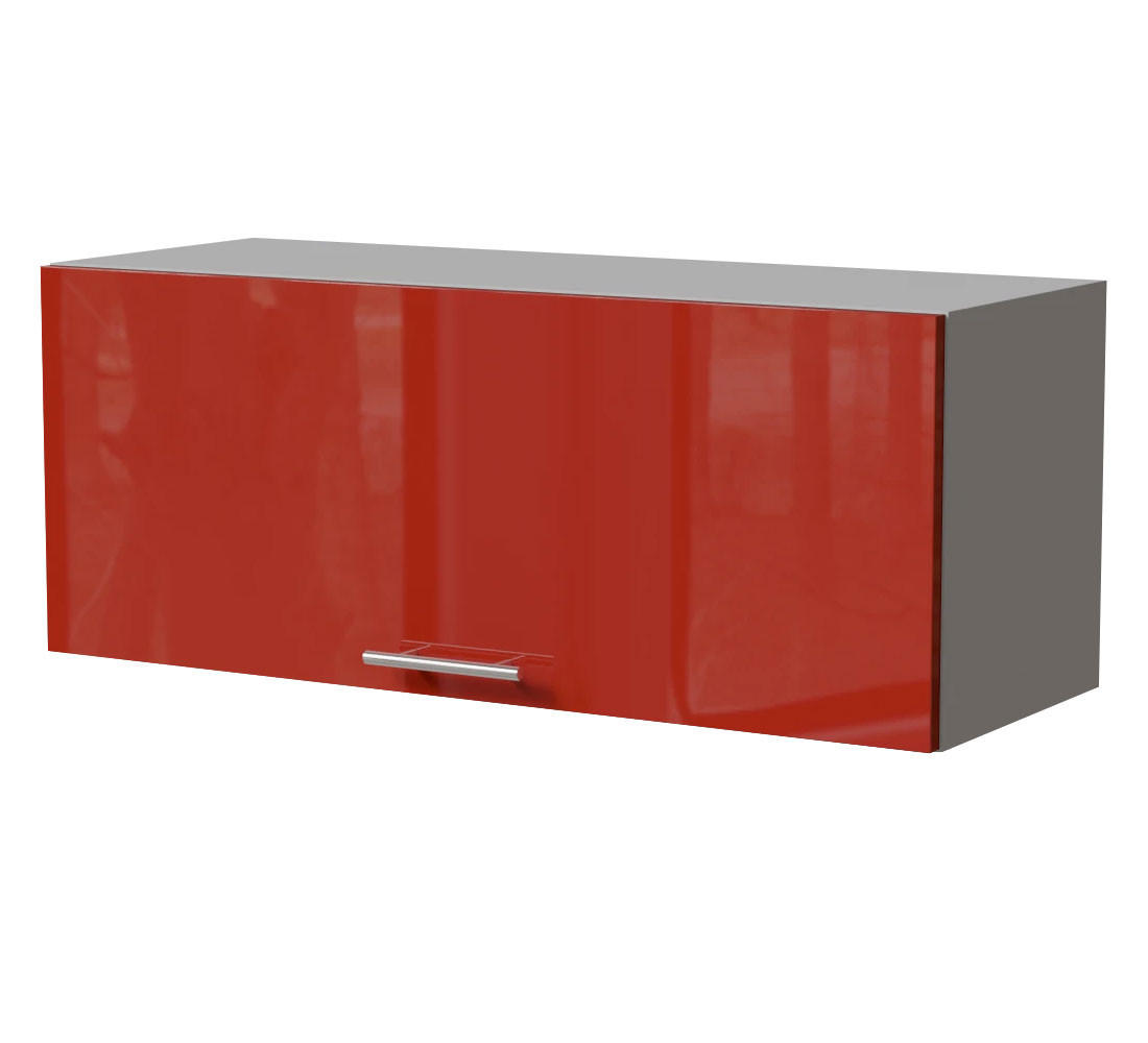 KLAPPHÄNGESCHRANK Brerra W4B/90 Grau / RAL 3002 karminrot Hochglanz 90 / 32,5 / 36cm mit Blum Aventos Klappenbeschlag - Rot/Grau, Holz/Holzwerkstoff (90/36/32.5cm) - Feldmann-Wohnen