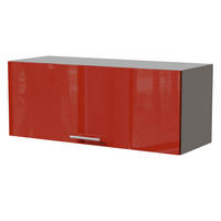 KLAPPHÄNGESCHRANK Brerra W4B/90 Grau / RAL 3002 karminrot Hochglanz 90 / 32,5 / 36cm mit Blum Aventos Klappenbeschlag - Rot/Grau, Holz/Holzwerkstoff (90/36/32.5cm) - Feldmann-Wohnen