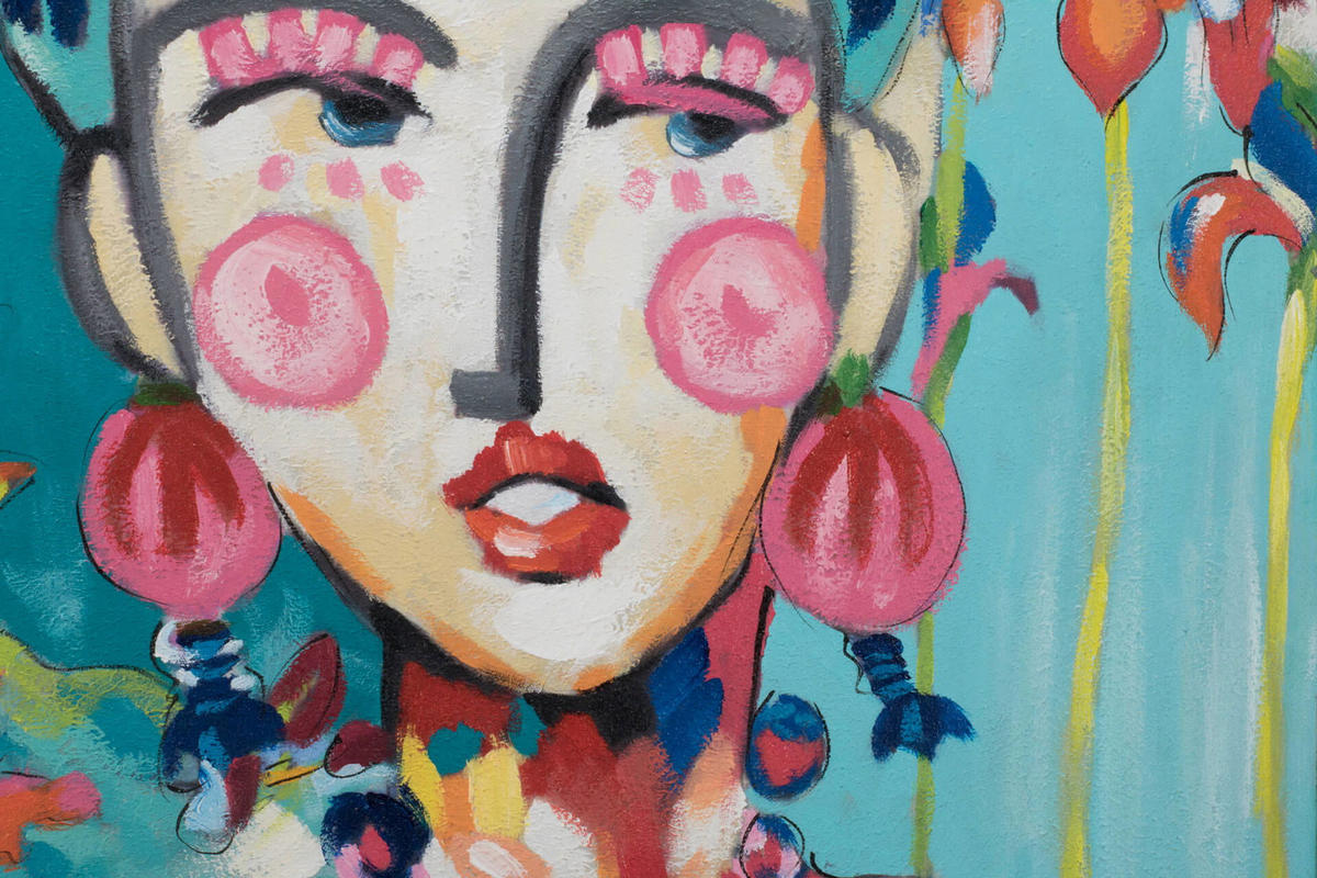 ACRYLBILD HANDGEMALT 60/90 cm - Blau/Pink, Holz/Textil (1.3/90cm) - KUNSTLOFT