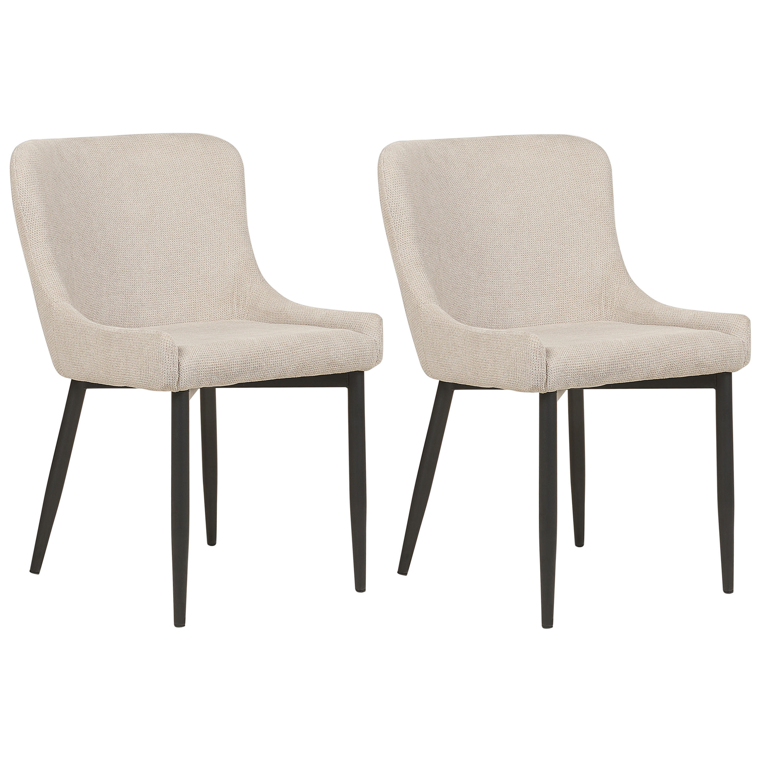 JÍDELNÍ ŽIDLE sada 2 ks světle béžová/černá Everly - černá/béžová, textil (52/82/62cm) - Beliani