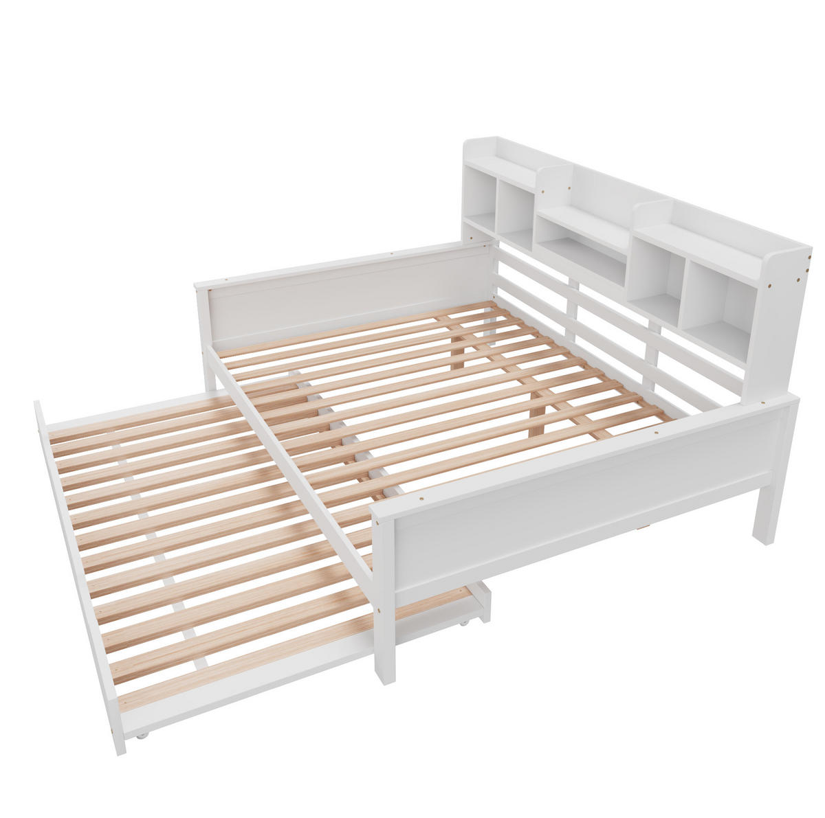 MULTIFUNKTIONSBETT 140/200 cm mit Ausziehbett, Stauraum und Lattenrost aus Kiefern , Weiß - Weiß, Holzwerkstoff (140/200cm) - Redom