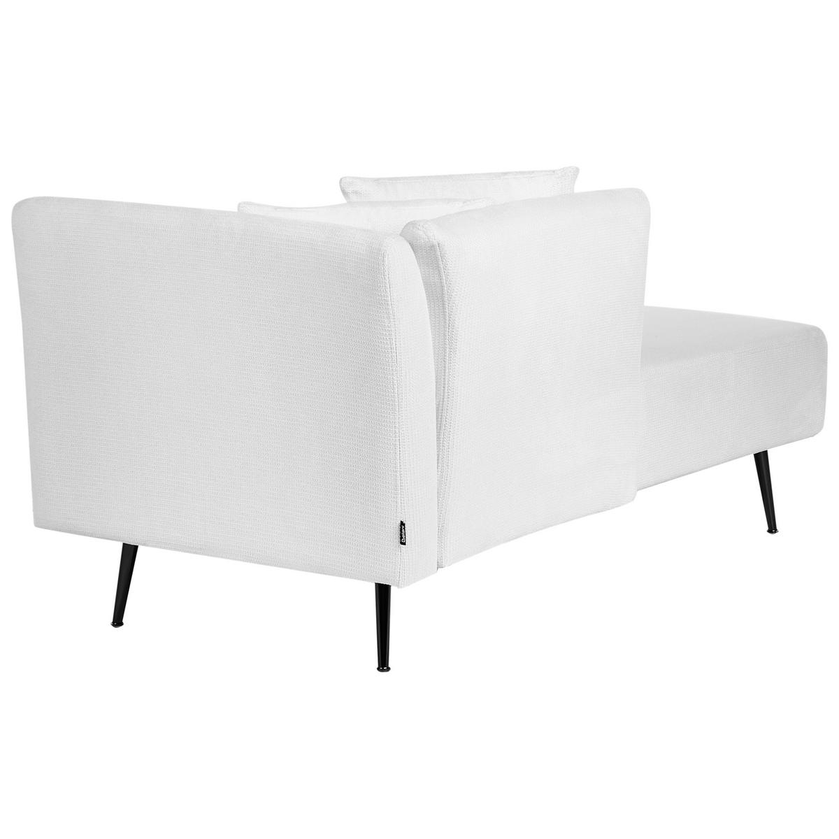 ČALOUNĚNÉ LEHÁTKO CHAISE LONGUE krémově bílé pravostranné Riom - bílá/černá, textil (156/75/77cm) - Beliani