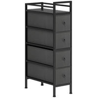 KOMMODE Schrank mit 4 Schubladen aus Vliesstoff Schmal Aufbewahrungsschrank - Schwarz, Kunststoff/Textil (43/81.5/20cm) - HOMCOM