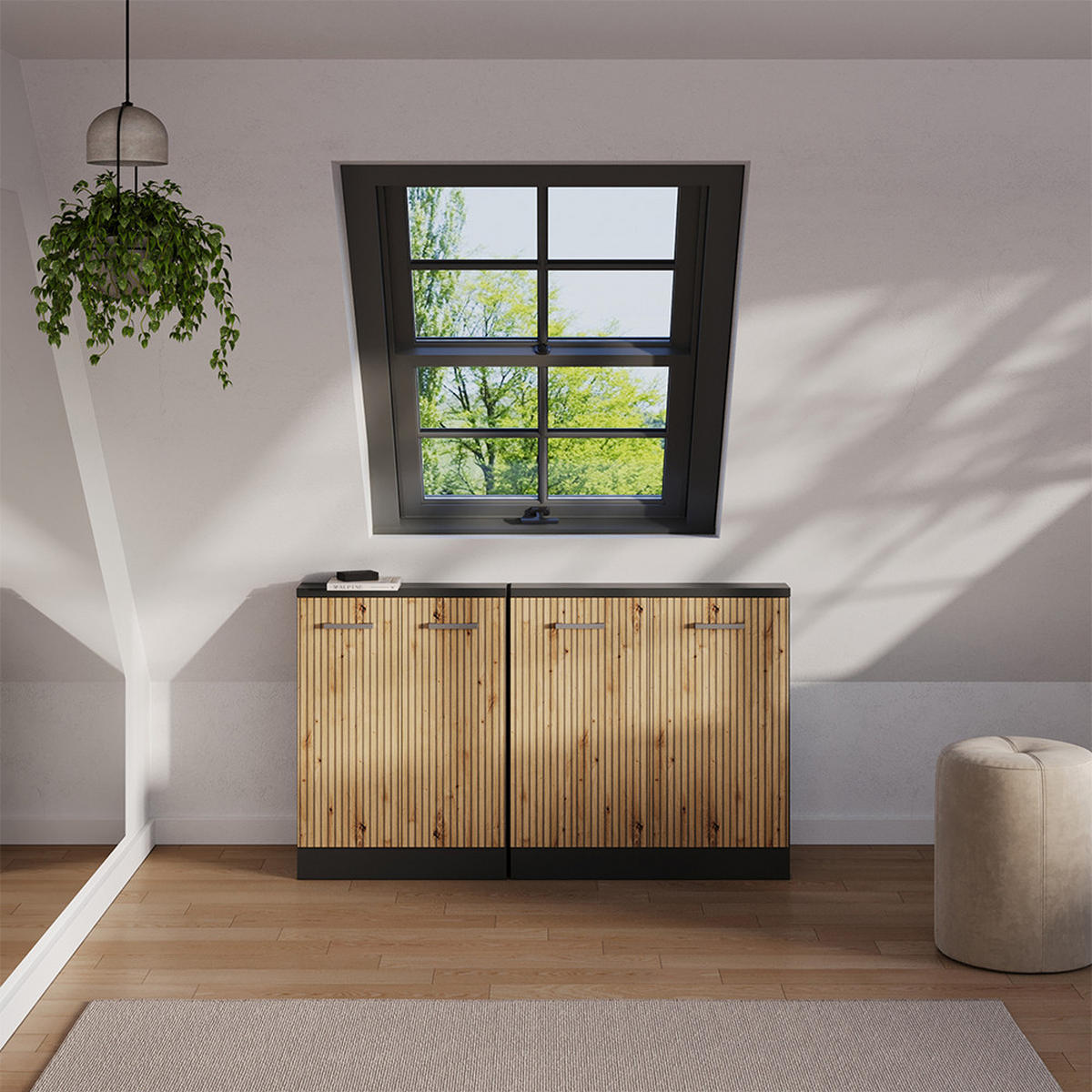 ŠIKMÁ SKRIŇA Rion Remeselný dub/antracit - dub artisan, kompozitné drevo (80/81.6/46cm) - Vicco