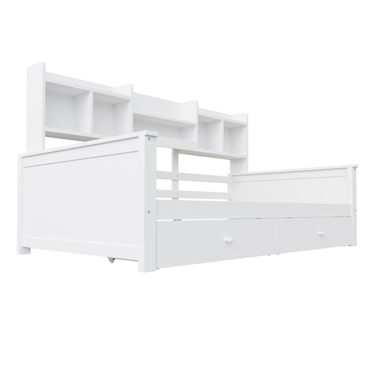 BETT-SOFA mit Schubladen und Ablagefächern 90x200 cm Weiß - Weiß, Holzwerkstoff (90/200cm) - Beauniv
