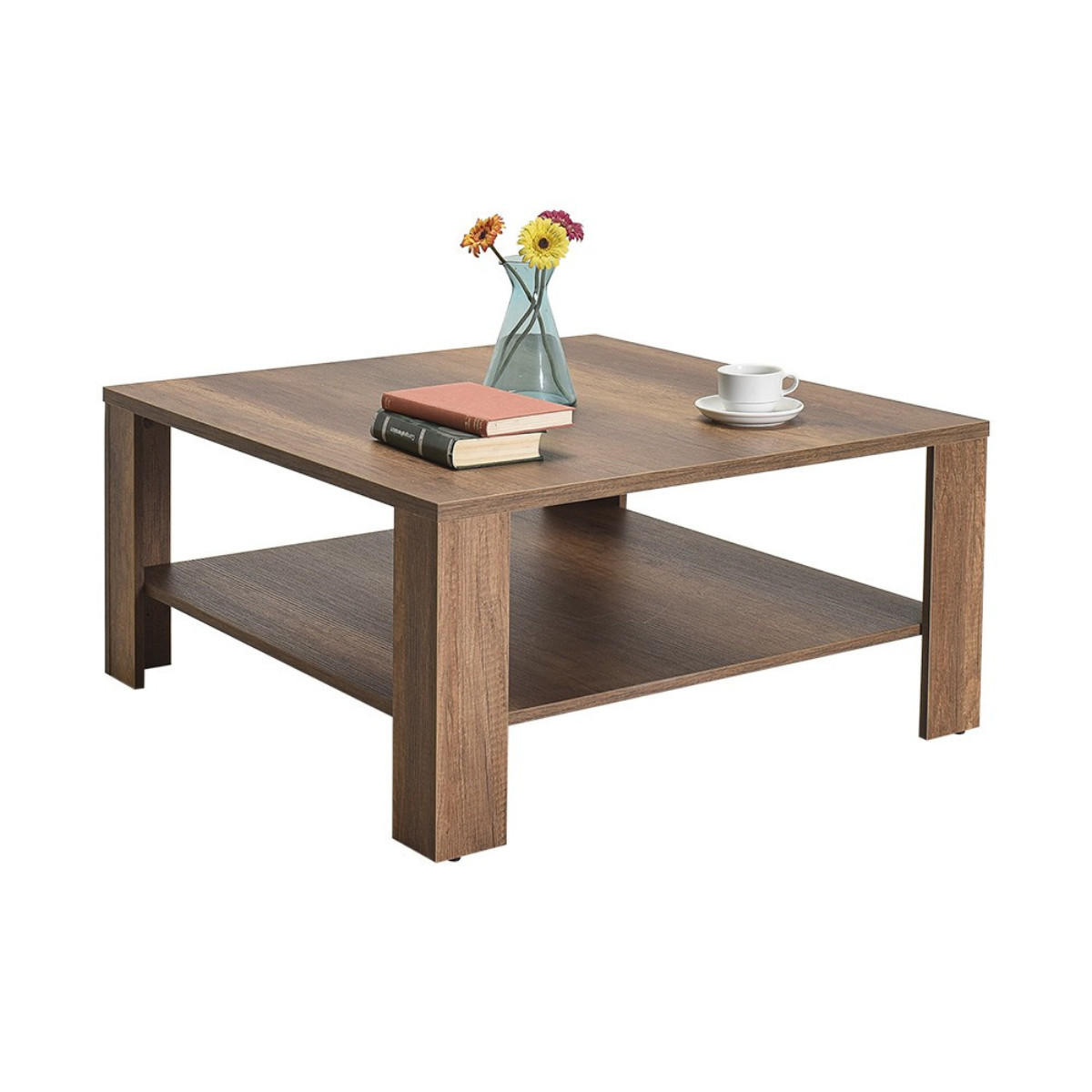 COUCHTISCH mit Ablagefach - lena 90/90/42 cm - Naturfarben, Holzwerkstoff (90/90/42cm) - Calicosy