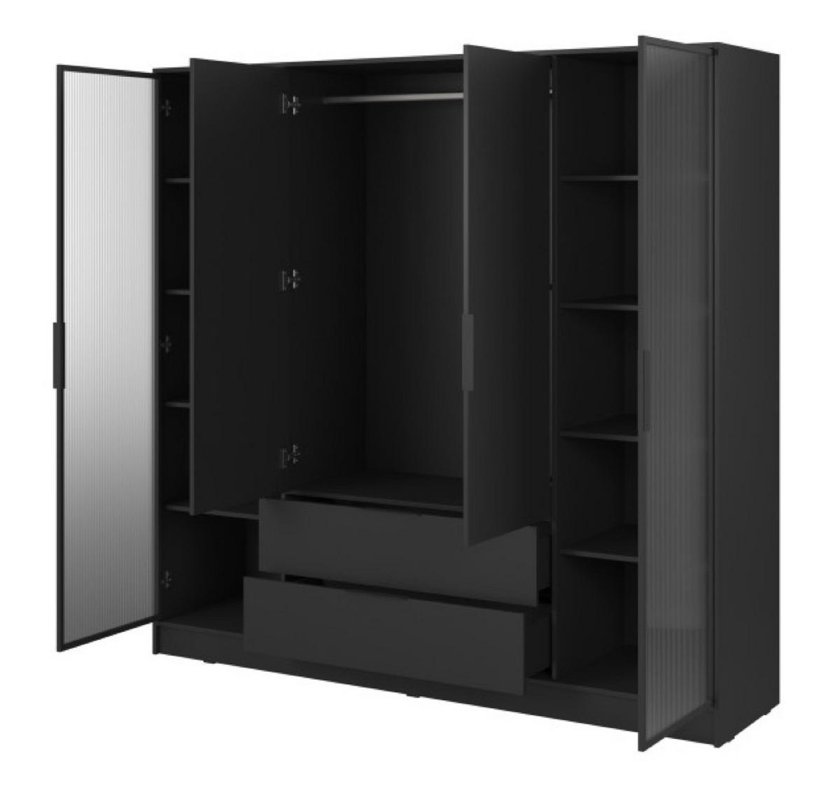 SCHRANK Schwarz ELLY Mit Regalen Und Schubladen - Schwarz, Holzwerkstoff (206/200/51cm) - Sepro Meble