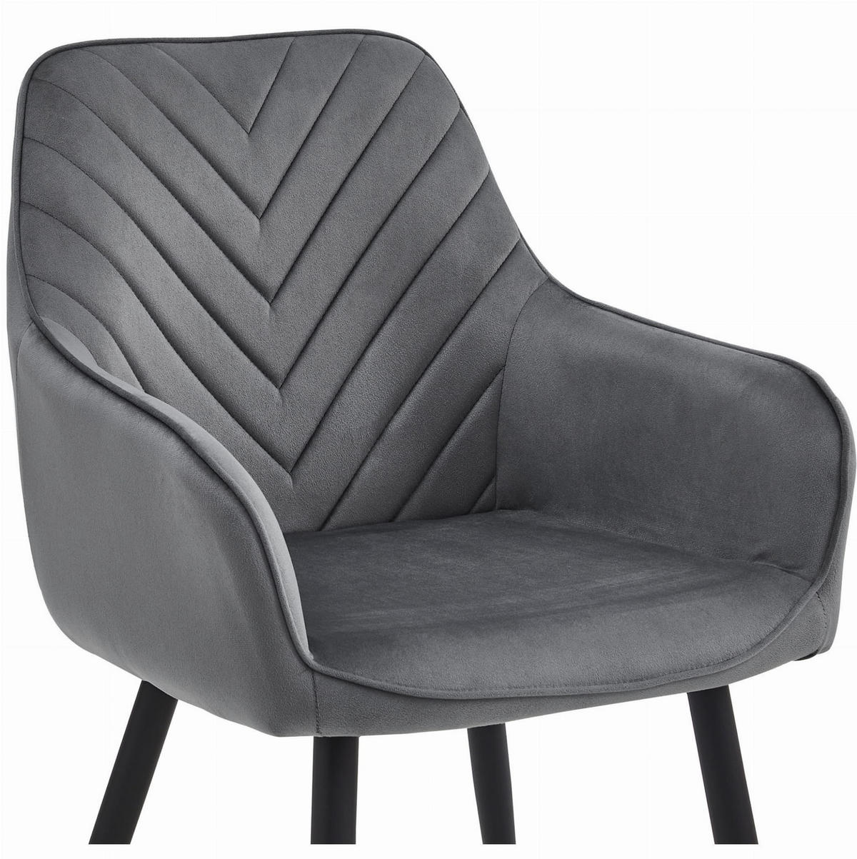 STUHL NEMI 6-er Set, Grau, Schwarz, mit Samtstoff gepolstert - Anthrazit, Textil/Metall (54/84/61cm) - Komodee