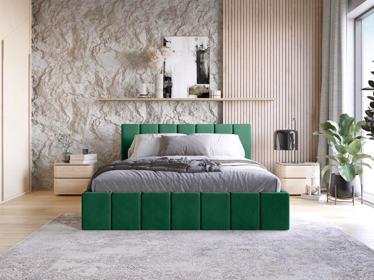 POLSTERBETT Doppelbett PESARO 120x200 cm, Grün - Grün, Textil (120/200cm) - Fedve