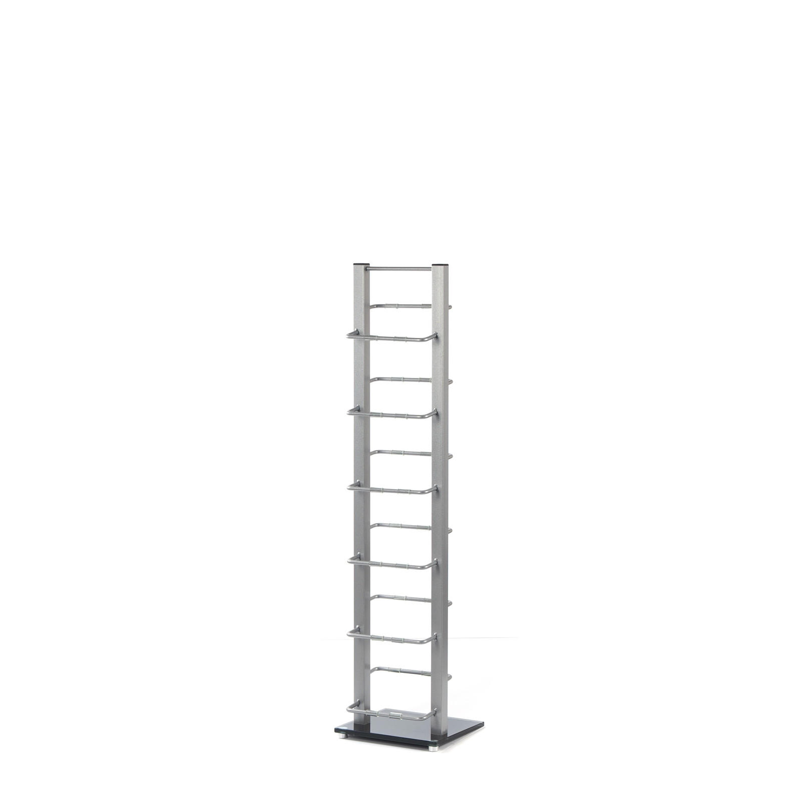CD STÄNDER LOUNGE TOWER 92 Aluminium / Glas, für 85 CDs silberfarben - Silberfarben, Metall (20/92/12cm) - DESIGN DELIGHTS