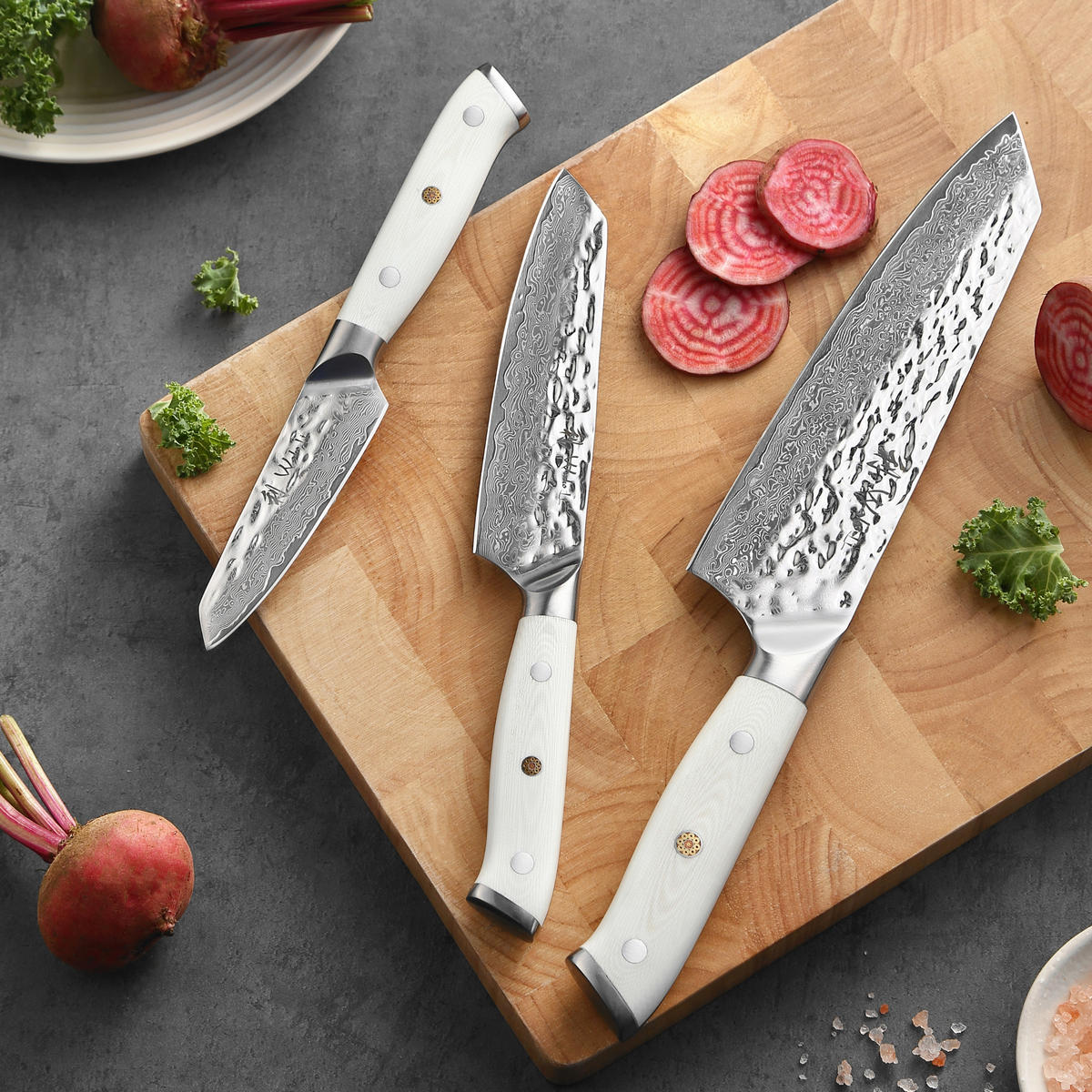 MESSERSET 3-tlg. 9-18 cm - Weiß, Metall (1cm) - Wakoli