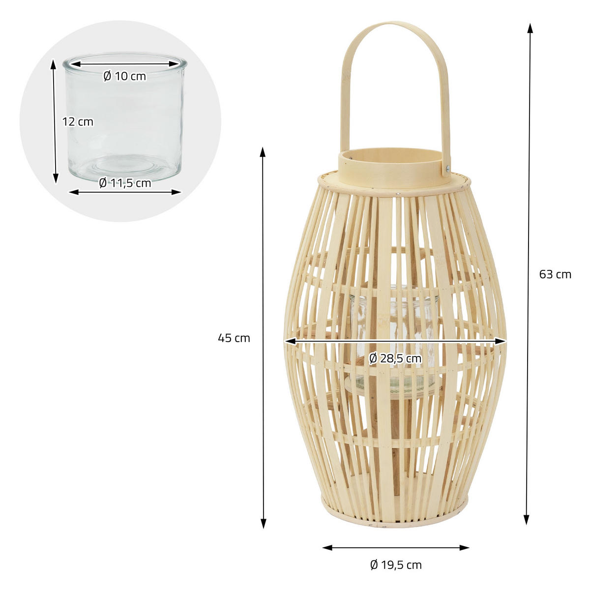BAMBUSOVÁ LUCERNA V: 63 cm, barva dřeva, styl boho - přírodní, dřevo (28/46/28cm) - ECD-Germany