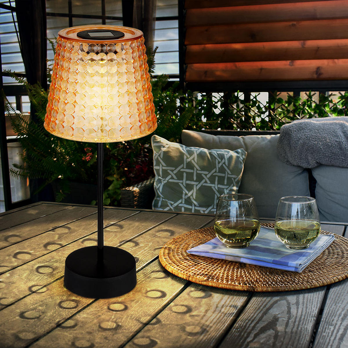 LED AUSSENLEUCHTE Kristalloptik Schwarz 2er Set - Schwarz, Kunststoff (12.5/12.5/29cm) - Globo Lighting