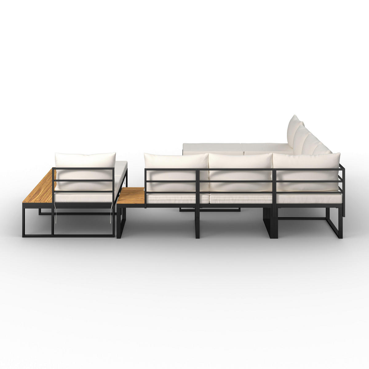 LOUNGEGARNITUR Adriano Creme Akazie/Metall/Outdoorstoff - Creme, Holz