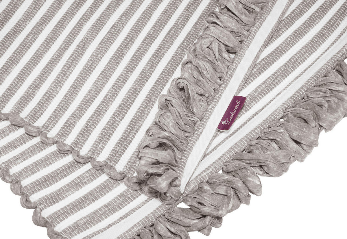 HANDGEWEBTER Läufer 50x70 cm Beige Grau - Graubraun, Naturmaterialien/Textil (50/70cm) - Lashuma