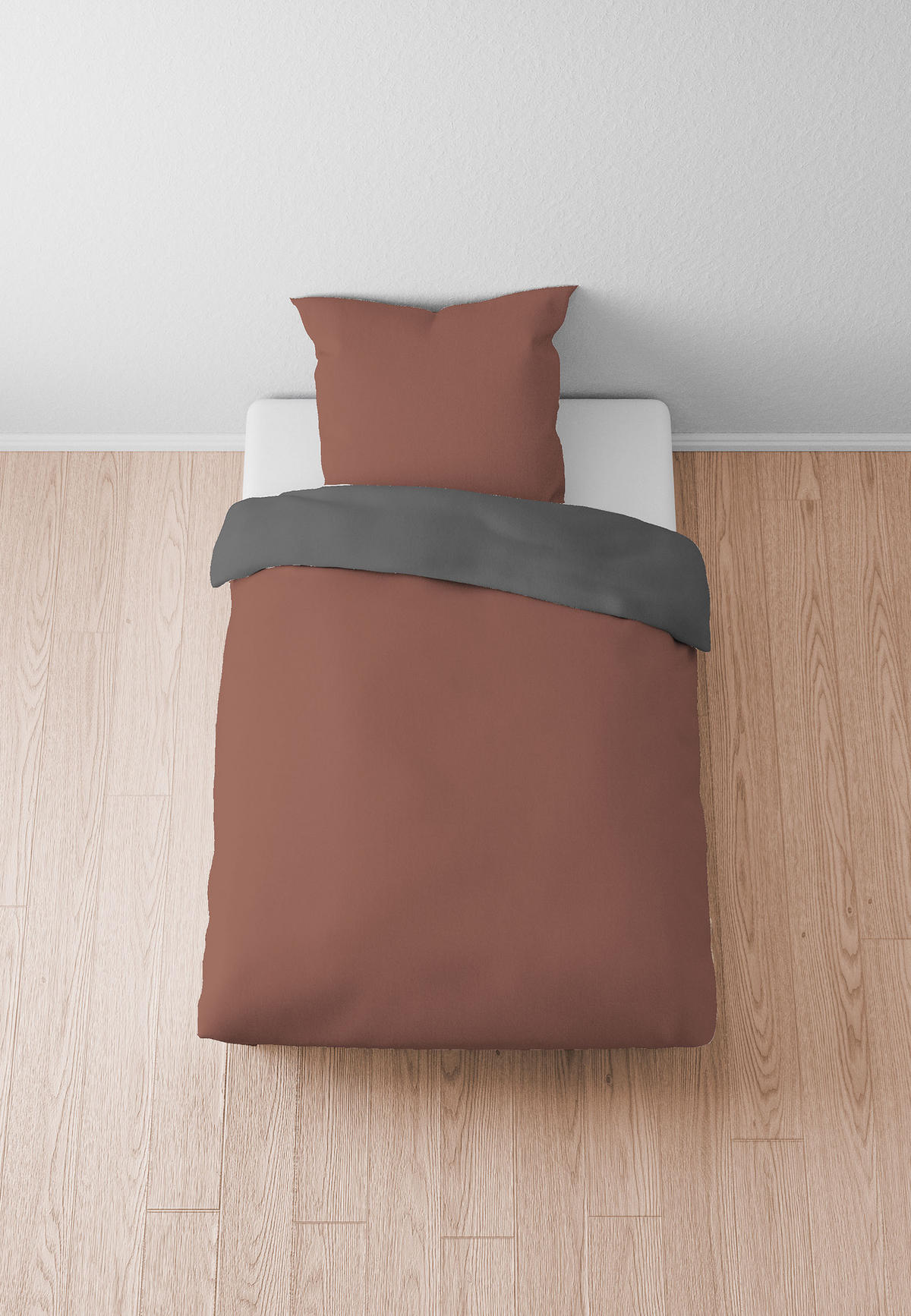 BETTWÄSCHE-GARNITUR Linon UNI kardinal, 155x220 cm + 80x80 cm - Dunkelrot, Textil (155/220cm) - biberna