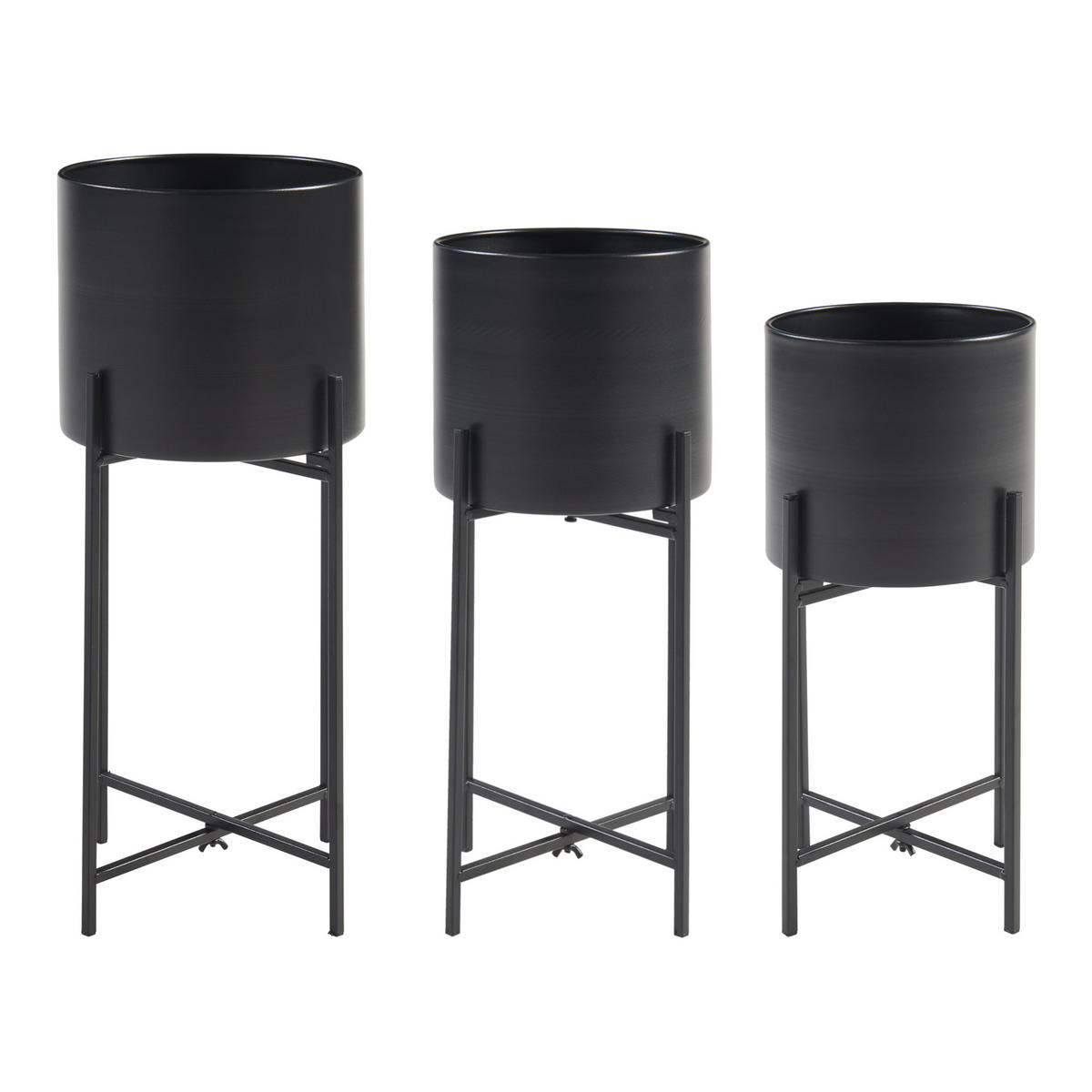 PFLANZENSTÄNDER-SET 3 TLG. Orsa - Schwarz, Metall (23/54/23cm) - [en.casa]