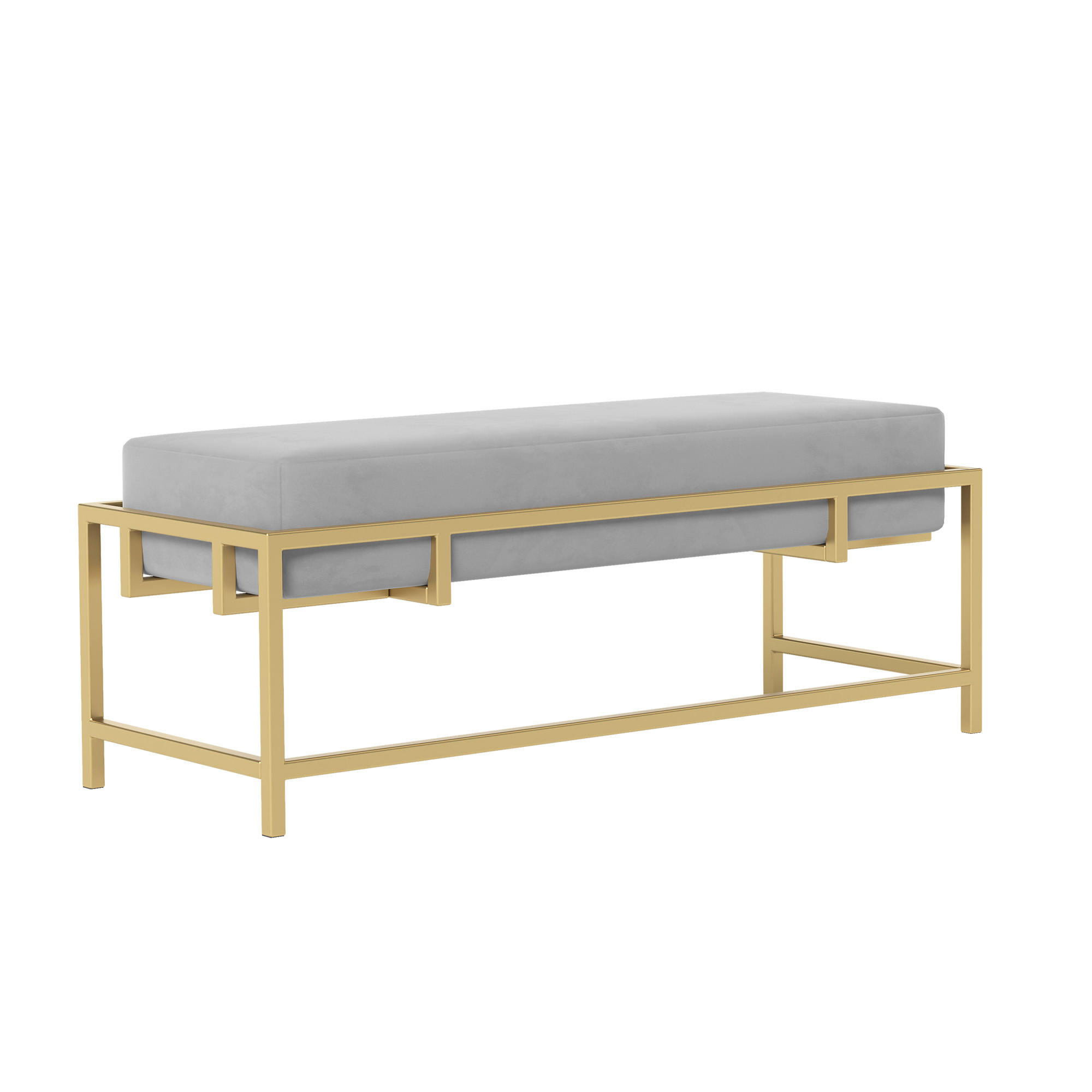 POLSTERBANK GLAM 80 cm Gold / Grau ,Metallgestell - Grau, Metall (80/45/35cm) - Idohome