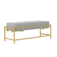 POLSTERBANK GLAM 100 cm Gold / Grau ,Metallgestell - Grau, Metall (100/45/35cm) - Idohome
