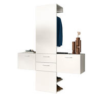 GARDEROBE Set 3-teilig weiß 156 cm, Komplettset mit viel Stauraum - Silberfarben/Weiß, Glas/Holzwerkstoff (156/190/36cm) - Inn.Furn