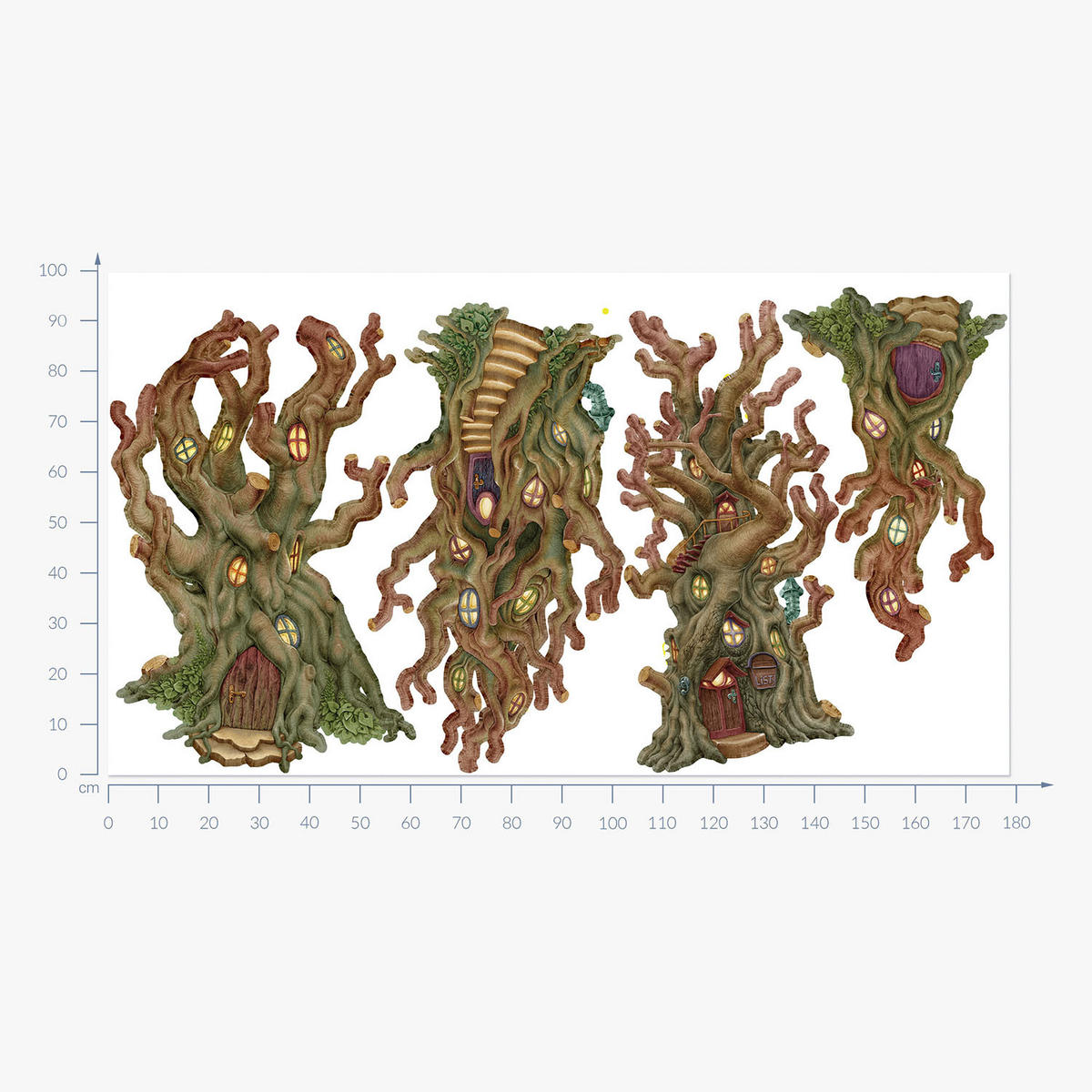 WANDAUFKLEBER 100x179cm - Waldhäuser - Multicolor, Kunststoff (100/179/0.1cm) - Wallfluent