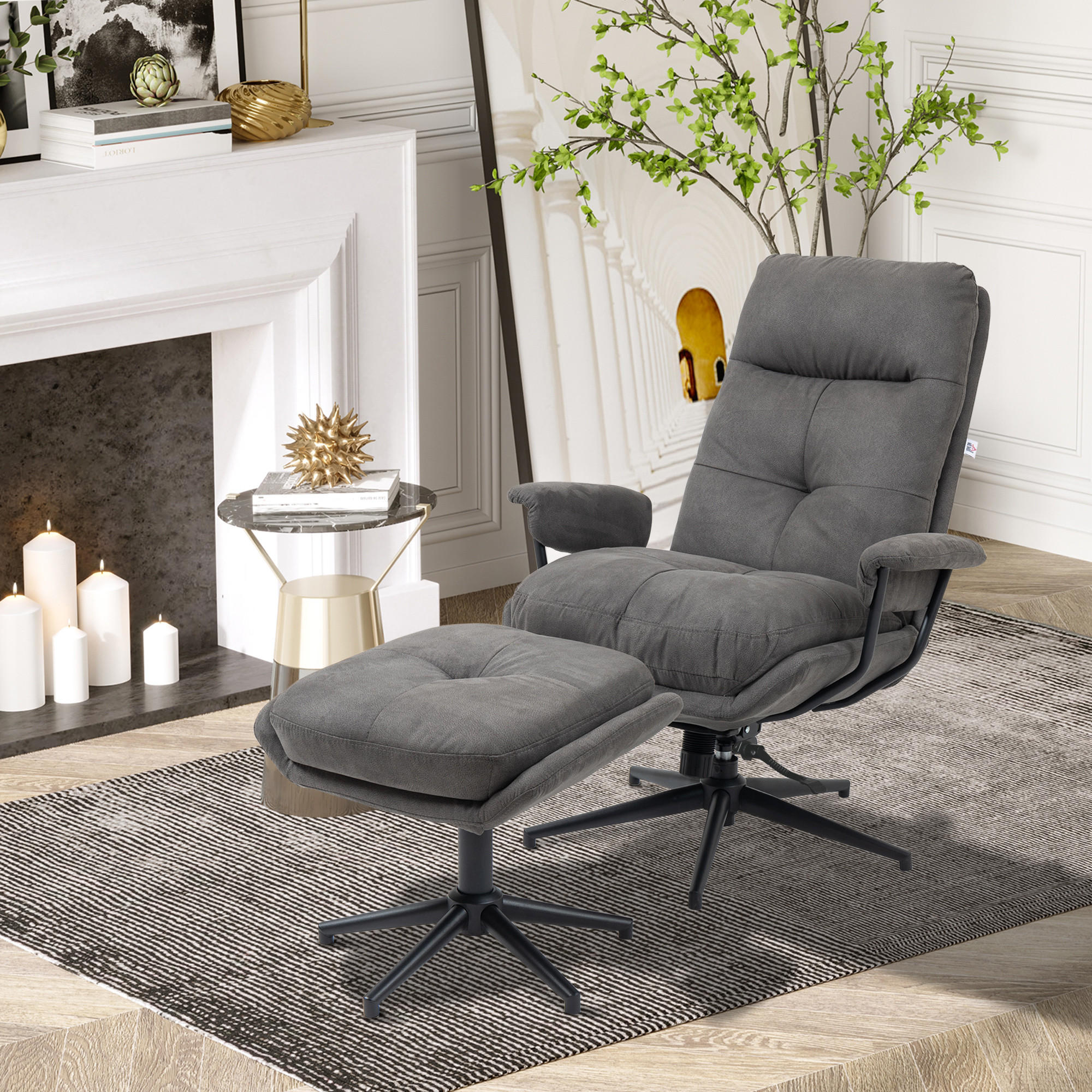 RELAXSESSEL, Polyester, Dunkelgrau - Dunkelgrau, Metall (91/103.5/78cm) - HOMCOM