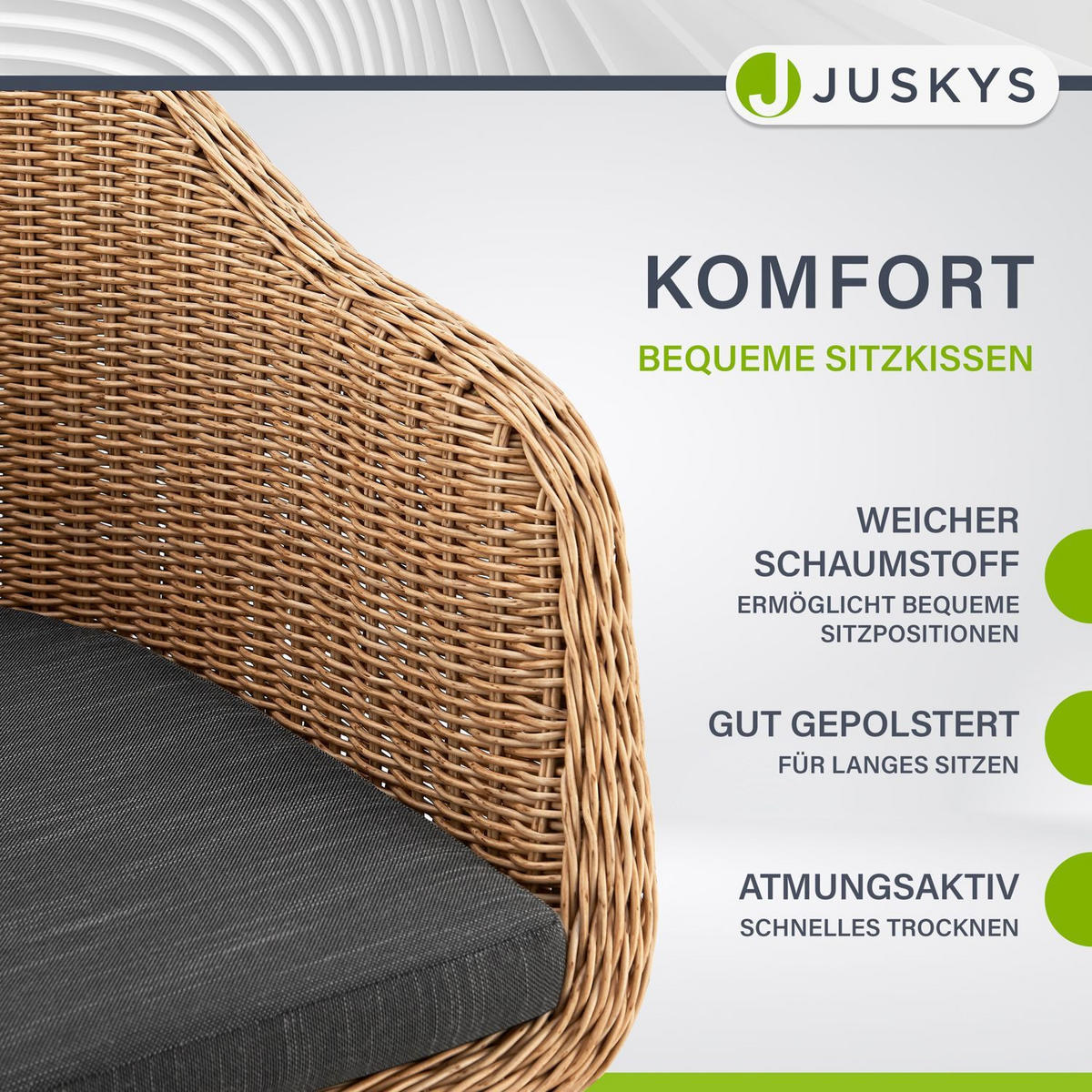 GARTENSTUHL Cody 4er-Set - Braun, Naturmaterialien (57/82/59cm) - Juskys