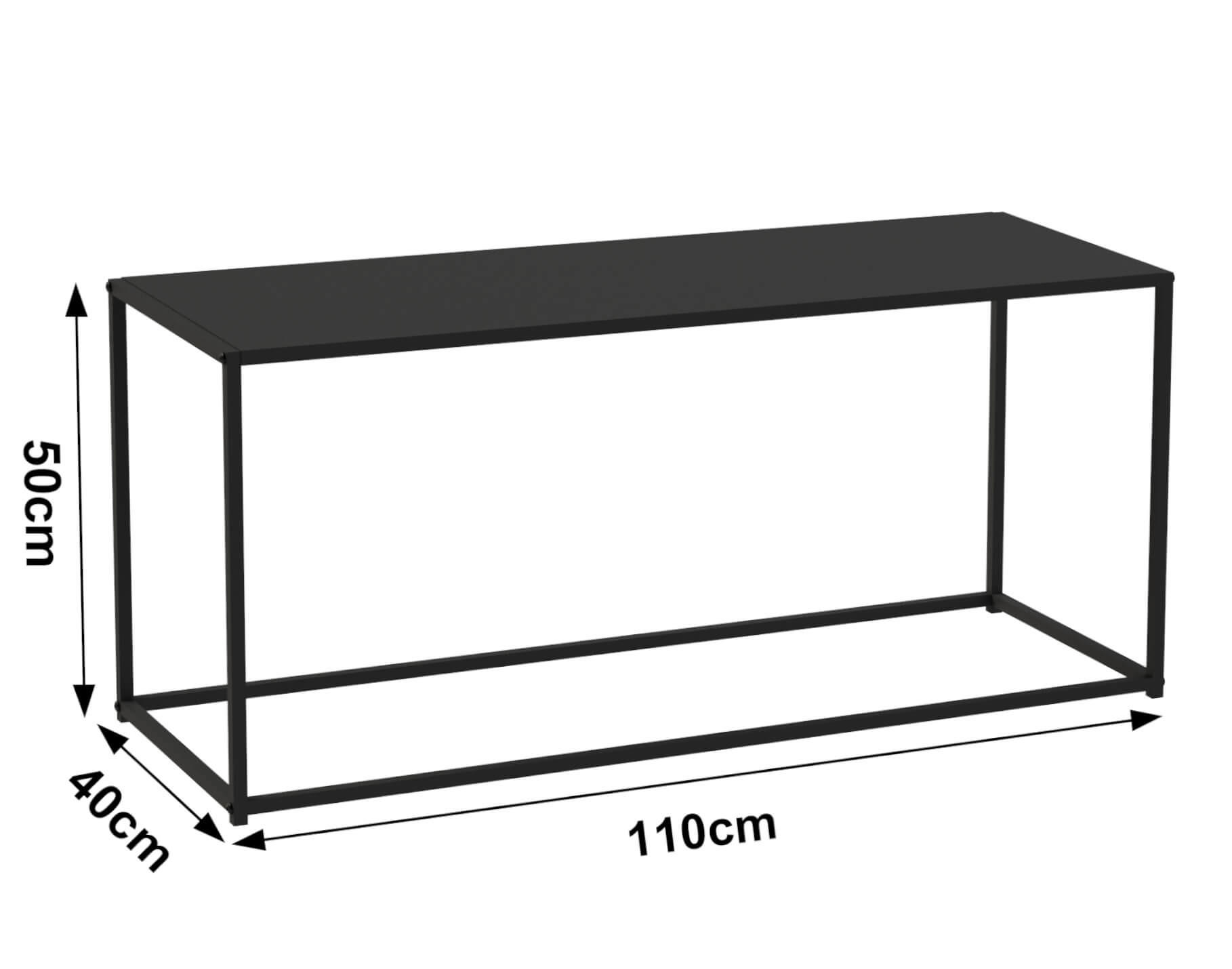 COUCHTISCH Schwarz Metall Eckig 110 x 50 x 40 cm - Schwarz, Metall (40/110/50cm) - DanDiBo