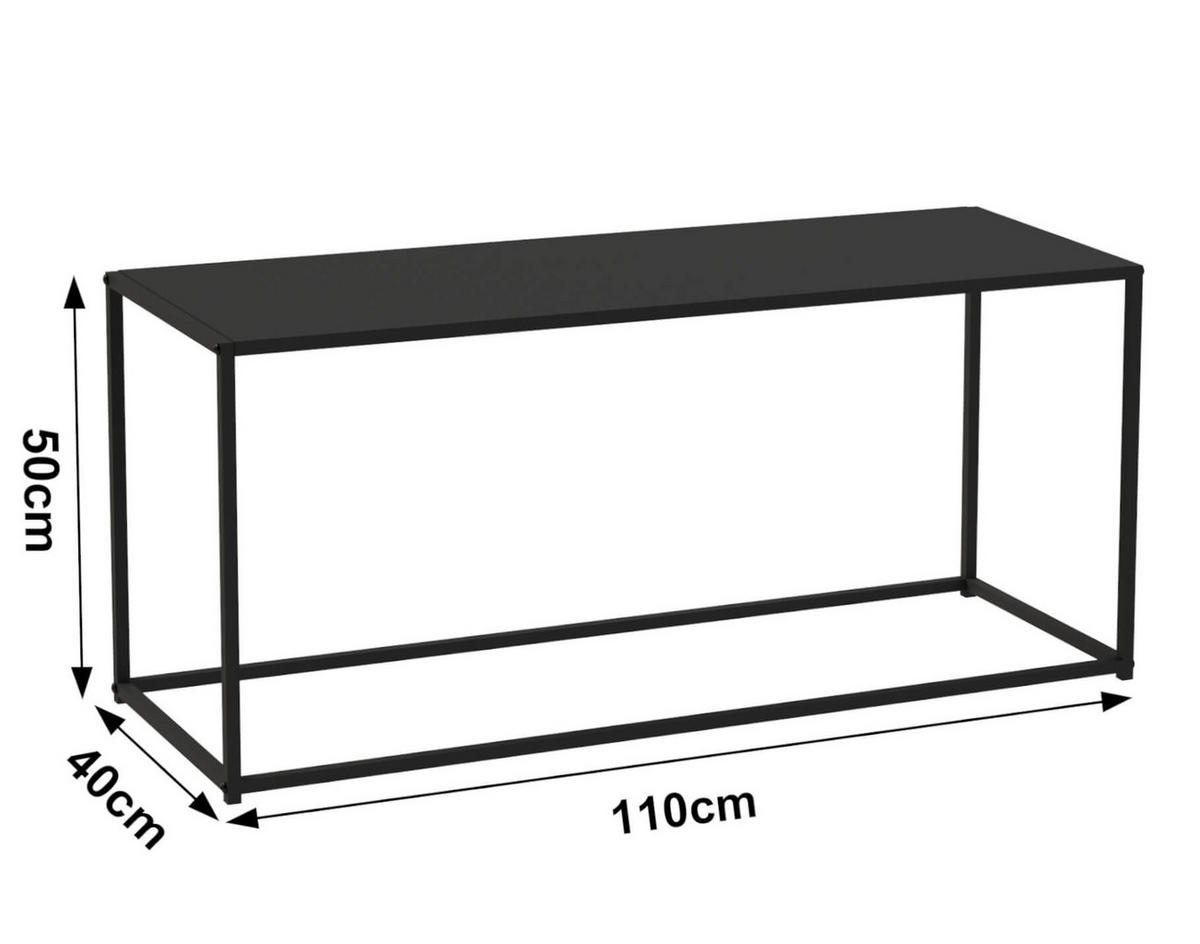 COUCHTISCH Schwarz Metall Eckig 110 x 50 x 40 cm - Schwarz, Metall (40/110/50cm) - DanDiBo