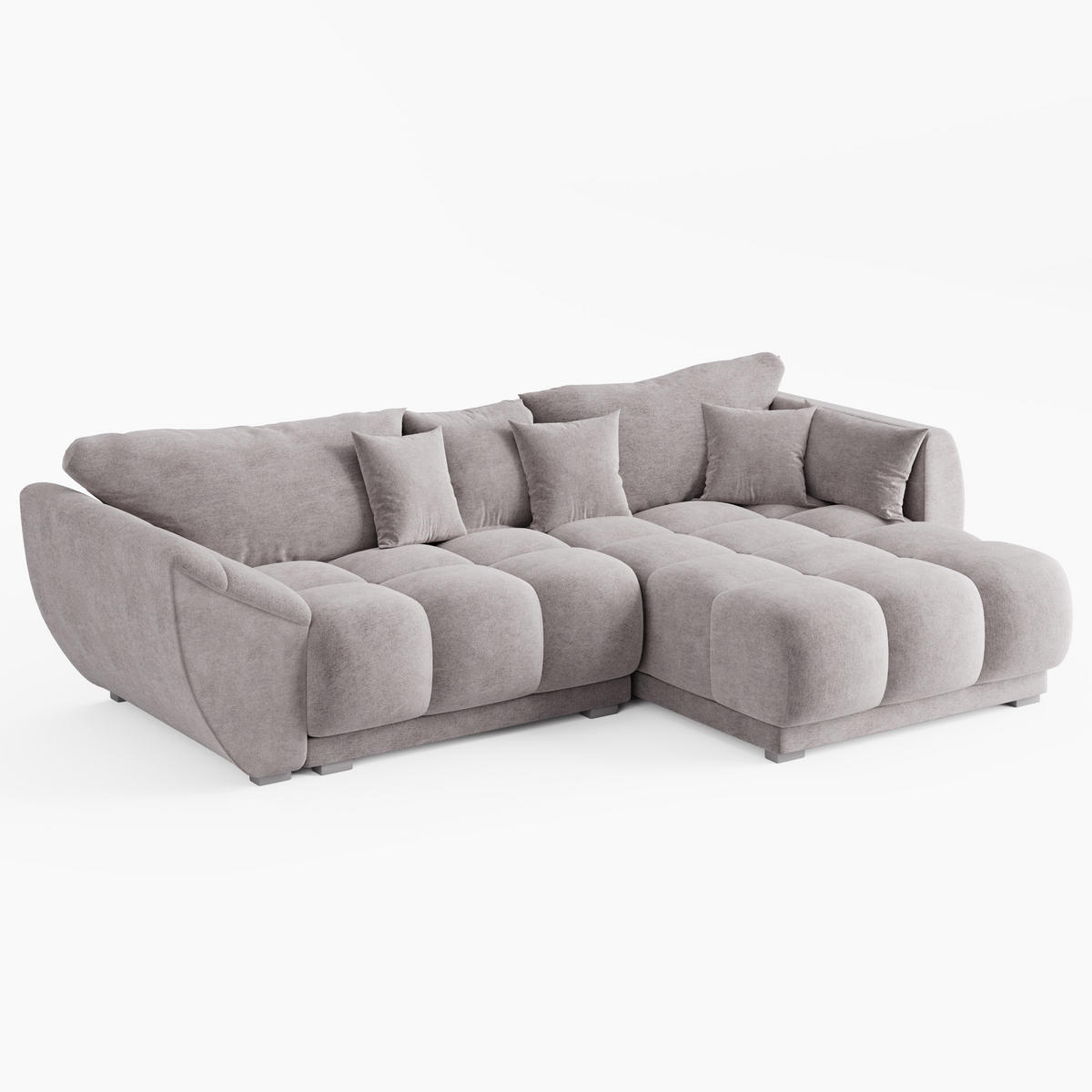 ECKSOFA LARGO Rechts Blau Velours Premium L-Form Couch mit Schlaffunktion & Bettkasten - Blau/Schwarz, Holz (285/180cm) - Barchello