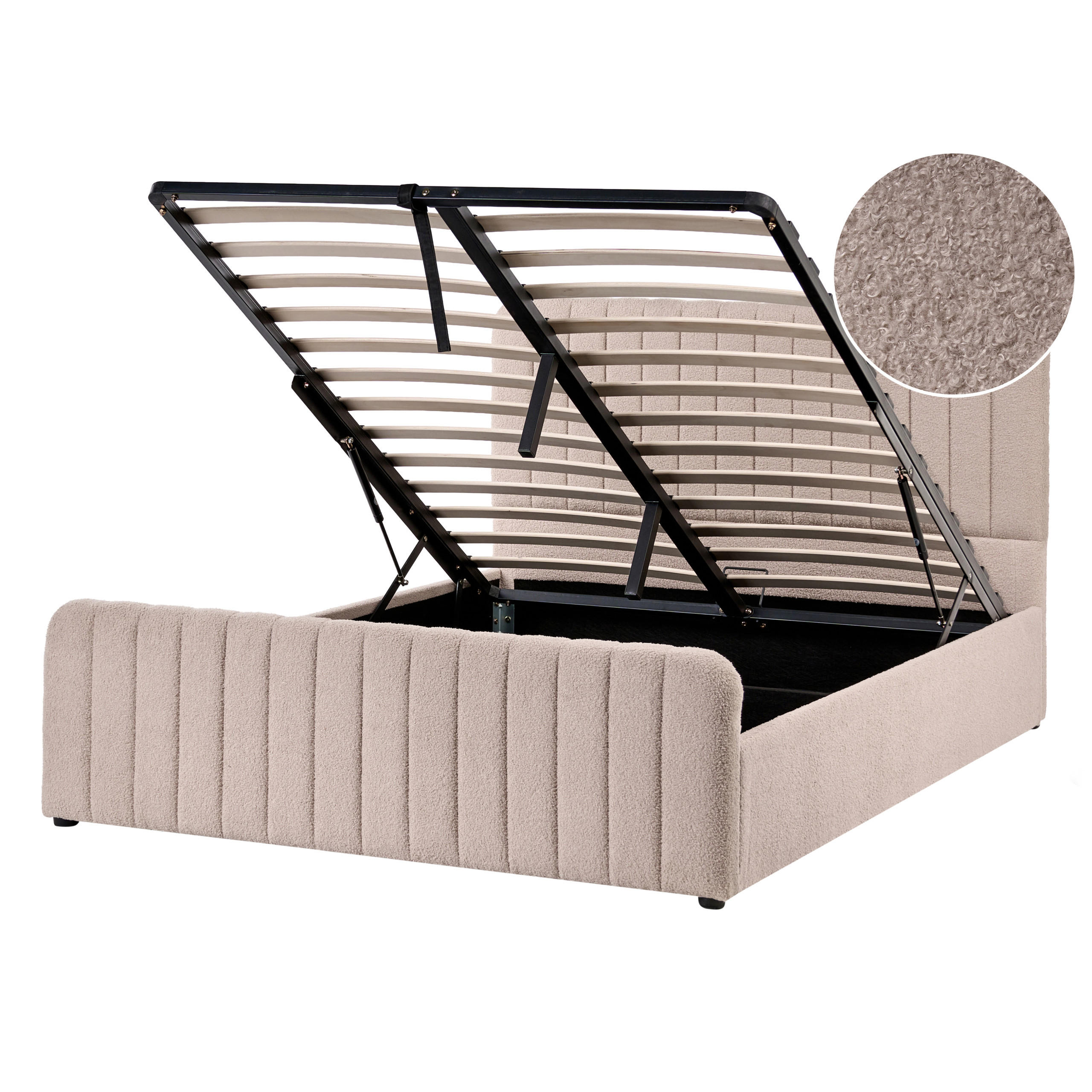 Beliani Bett Beige, Schwarz 140x200 cm