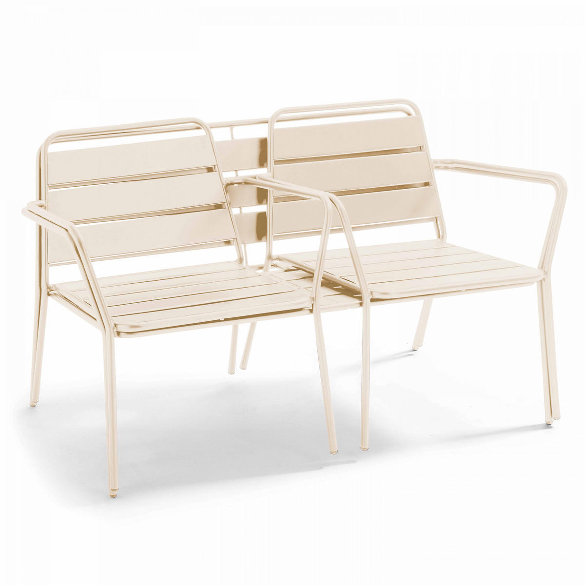 GARTENMÖBEL 5-tlg., Elfenbeinfarbe - Beige, Metall - Oviala