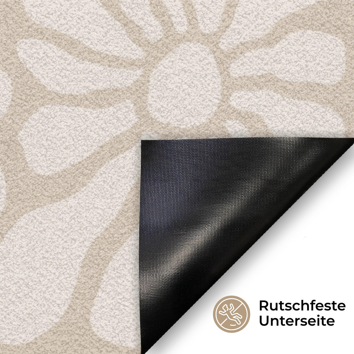 FUSSMATTE Floral - Druck - Beige - Braun - Minimalistisch 60x40 cm - Sandfarben, Kunststoff (60/0.4cm) - MuchoWow