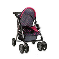 PUPPENBUGGY Punkte 9352 Schiebehöhe bis 62 cm, zusammenklappbar, Sonnendach, Polyester - Blau, Metall (37.5/61/51cm) - Moni