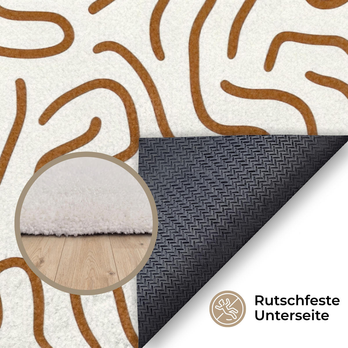 PREPROGE - Krivulje - 120x80 cm - rjava, umetna masa/tekstil (120/0.4cm) - OnlyWow