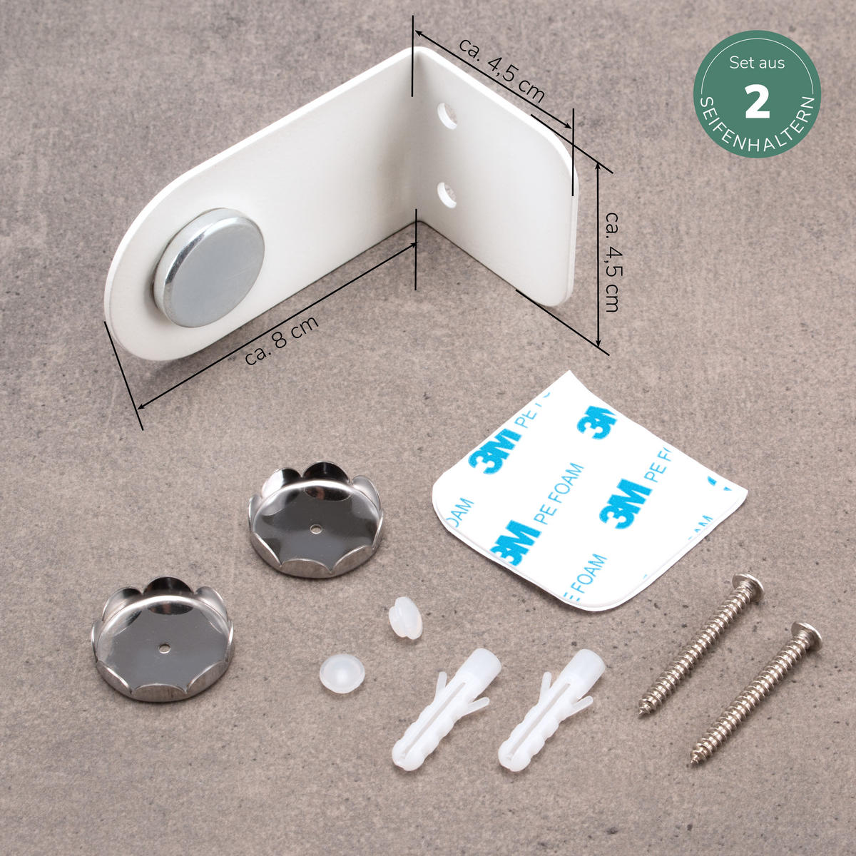 MAGNET-SEIFENHALTER PUREZZA 2er-Set weiß - Weiß, Metall (4.5/4.5/8cm) - bremermann