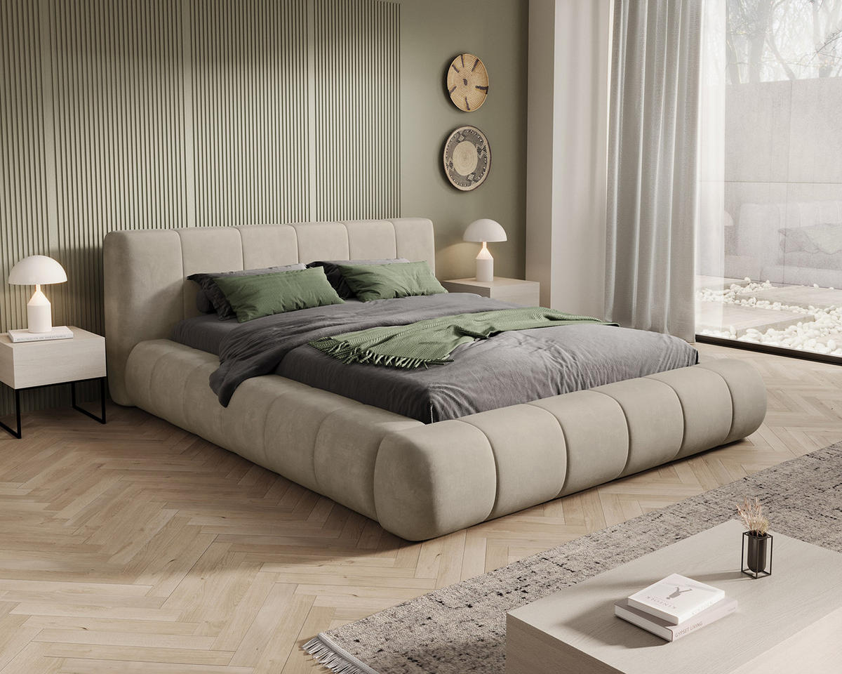 POLSTERBETT AVILLA 180x200 cm, Beige - Beige, Textil (200/180cm) - Fedve