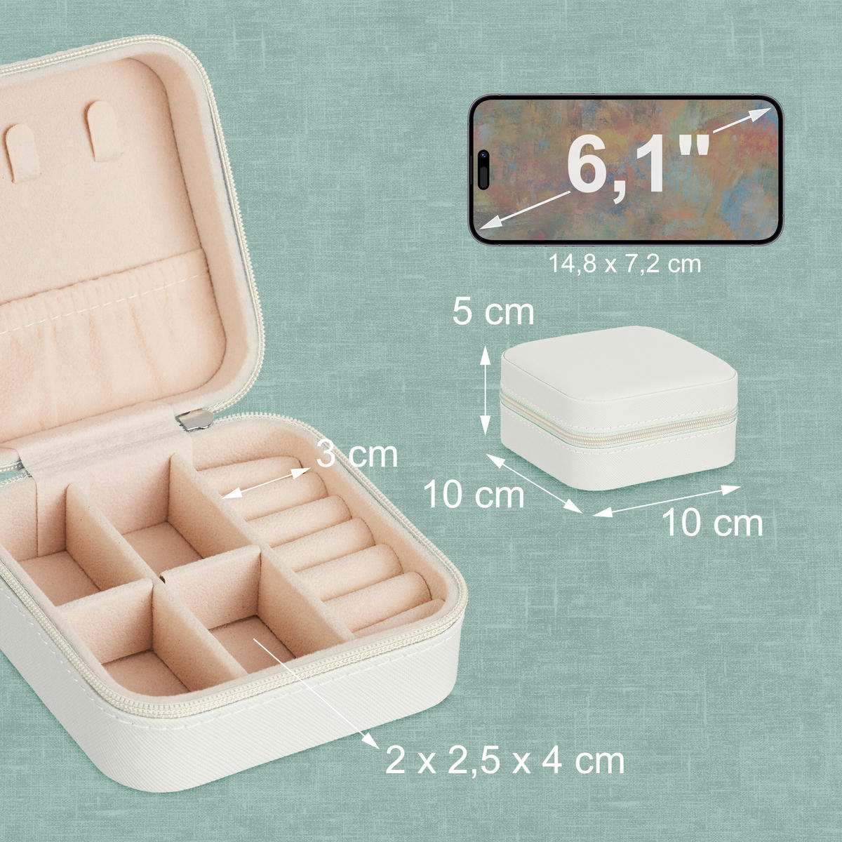 SCHMUCKKÄSTCHEN - Weiß, Holzwerkstoff/Kunststoff (10/5/10cm) - Relaxdays