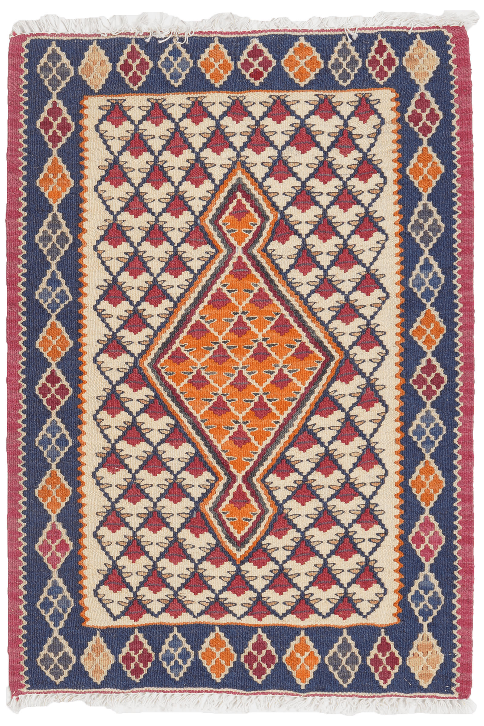 HANDWEBTEPPICH Kelim Senneh Beige 86/60 cm Schurwolle - Beige, Textil (60/86cm) - Looma
