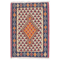 HANDWEBTEPPICH Kelim Senneh Beige 86/60 cm Schurwolle - Beige, Textil (60/86cm) - Looma