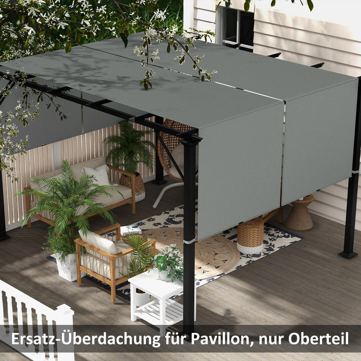 PAVILLON ERSATZDACH aus Polyester Dunkelgrau - Dunkelgrau, Textil (122/1/488cm) - Outsunny