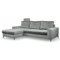 ECKSOFA Grau OLI Ausziehbar Mit Kopfstütze Und Bettkasten Links - Grau, Textil (253/165cm) - Sepro Meble