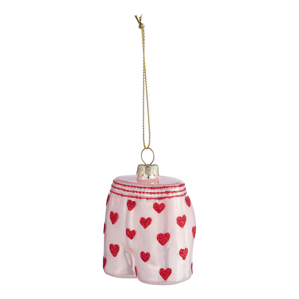 BAUMANHÄNGER Hang On Shorts mit Herzchen - Rot/Weiß, Glas (3/6/6cm) - Butlers