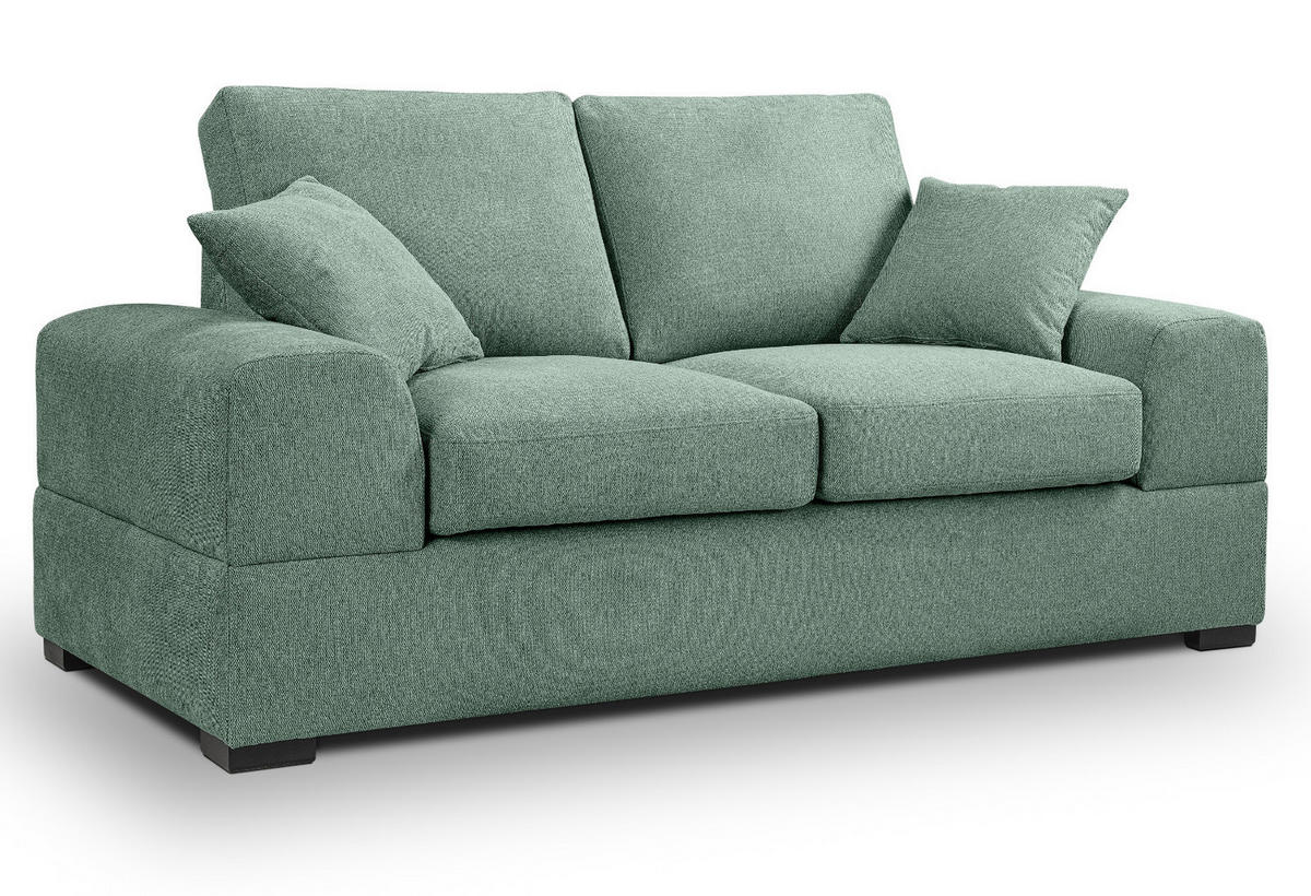 SOFA petrol Strukturstoff, Couch 2-Sitzer 182 cm mit Premium Kaltschaum - Petrol/Schwarz, Holz/Textil (182/90/93cm) - Inn.Furn